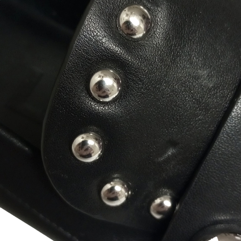 KARL LAGERFELD "AVAH" BLACK LEATHER LOAFER FLATS SHOES WITH SILVER DOME … - Picture 4 of 13
